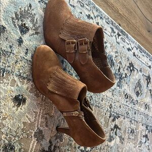 Anne Klein Brown Heeled Boots with Buckle Detail